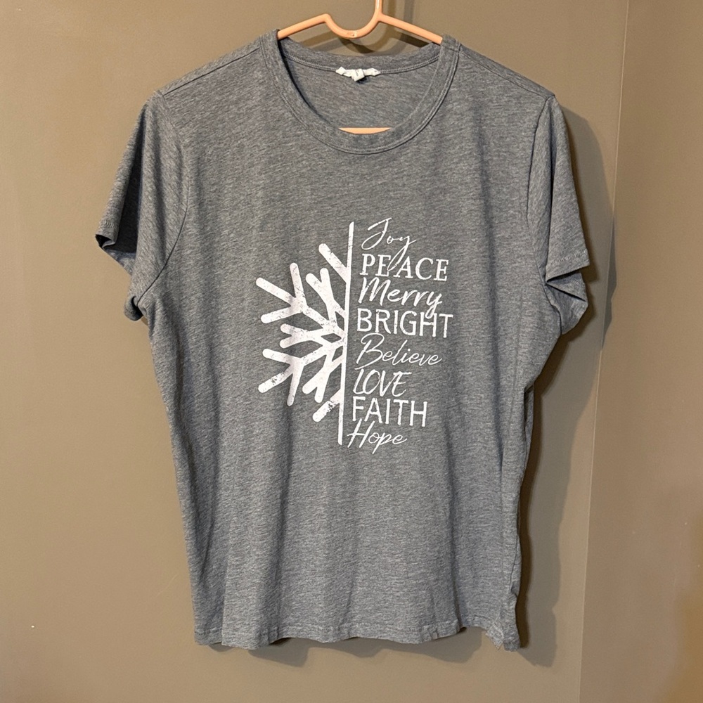 Gray Graphic T-Shirt with White Print